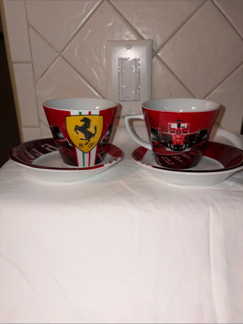 HTF NWOB set of 2 Ferrari cappuccino Cups and Saucers